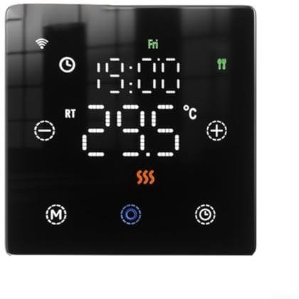 HpLive Smart für Zigbee Thermostat für Gaskessel Programmierbar Temperaturregler für TUYA App, 86x86mm(Schwarz)