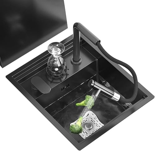 BYFHHHH Évier De Cuisine avec Lave-Gobele, Évier Dissimulé en Acier Inoxydable Invisible Petit Bassin À Vaisselle À Fente Unique pour Balcon Et Camping-Car A