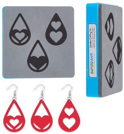 SUPERDANT Pendientes de piel con forma de gotas de agua, diseño de corazones, para joyería, troqueles de madera, troqueles de corte de cueros, manualidades, troqueles de cuero, para hombres y mujeres