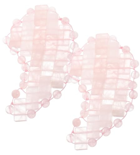 Hohopeti Masque Yeux en Jade Naturel Favorise le Sommeil et Soulage la Fatigue Oculaire Rose 2 Pièces Masque de Sommeil Portable pour Voyager pour Voyager