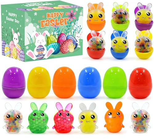 24 Stück Osterhase Anti Stress Spielzeug, Spielzeug Tiere Squishies Squeeze Easter Egg Füller, Mini Bunte Hasen Fidget Stressbewältigung, für Oster- und Geburtstagsgeschenke für Kinder