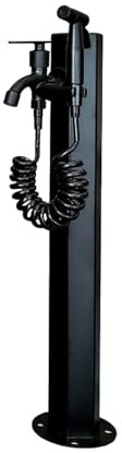 Grifo Columna de Agua Vertical Hexagonal de Acero Inoxidable de 23,6'' for jardín, Soporte for Manguera Independiente for Exteriores con Grifo anticongelante y Tubo rociador. Fuente