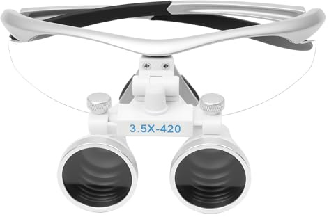 Lupenbrille mit Licht Zahnarzt, 3.5X 420mm Headset Vergrößerungsbrille für Zahnarzt, Feinarbeiten, Schmuckherstellung, Elektronik, 420mm Arbeitsabstand, leicht & komfortabel, mit Etui