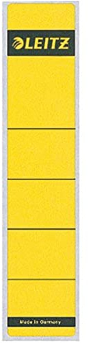 Leitz Rückenschild selbstklebend für Standard- und Hartpappe-Ordner, 10 Stück, 50 mm Rückenbreite, Kurzes und schmales Format, 39 x 192 mm, Papier, gelb, 16430015