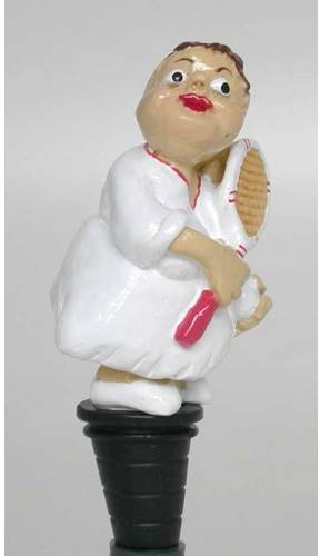 Lady Tennis Player Wine Saver Bottle Stopper Novelty Cake Decoration + Gift Box