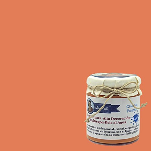 Mary Paint Pintura para Muebles Efecto Chalk Paint,multisuperficie, mate, Blanco Puro - 750ml resistente al desgaste muebles, piel, nautica,cocinas, marmol (Calabaza, 250 ml)