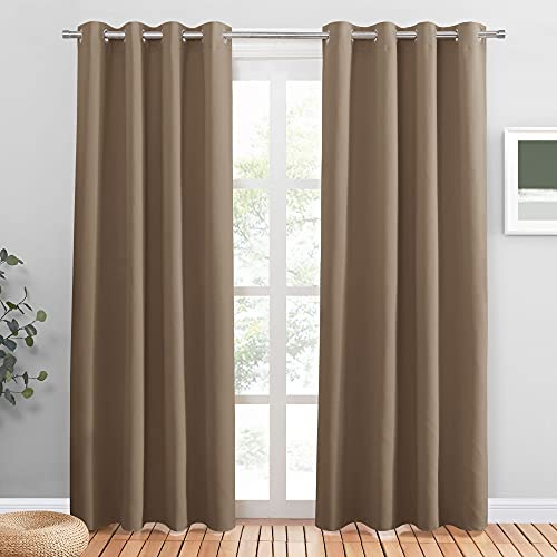 Pony Dance Gardin ogenomskinlig barnrum gardiner ogenomskinliga cappuccino mörkläggningsgardiner för sovrum öljettgardin, 2 stycken H 220 x B 140 cm