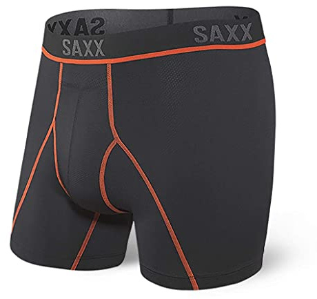 Saxx Underwear herr Kinetic HD Boxer Brief korta underbyxor funktionsunderbyxor Svart vermiljon Large