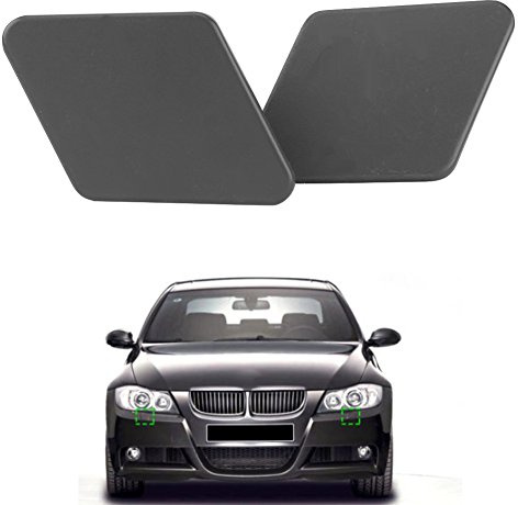 Pare-Chocs Avant Phare Rondelle Buse Amorce Bouchon De Recouvrement Pour Bmw Série 3 E90 2005-2009 Avec Matière Plastique, Noir Mat