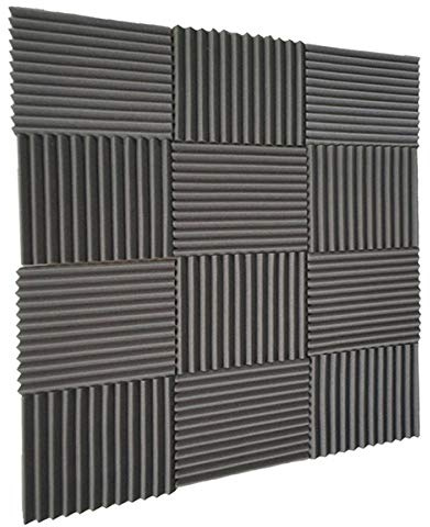 Lot de 48 panneaux acoustiques en mousse pour studio 30 x 30 x 2,5 cm Noir