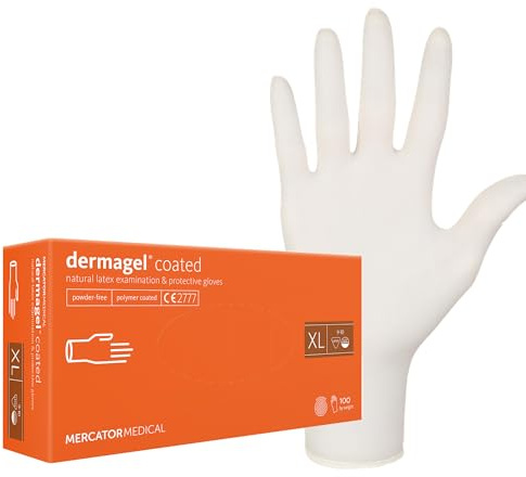 MERCATOR MEDICAL Dermagel Coated 21859 Lot de 100 gants de visite jetables non stériles sans poussière Taille XL