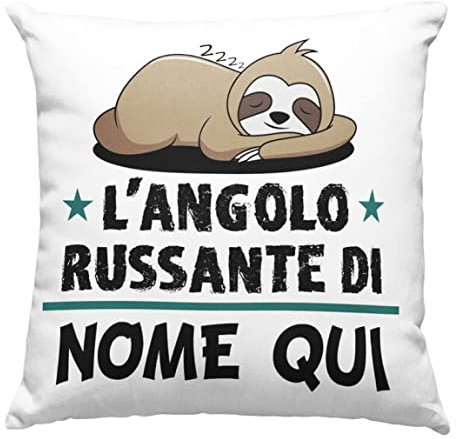 Vulfire Cuscino personalizzabile L'angolo russante, Cuscino personalizzato 40x40 cm per chi russa, Idea Regalo per Natale, Regalo compleanno - con Imbottitura (Bianco, 40_x_40_cm)