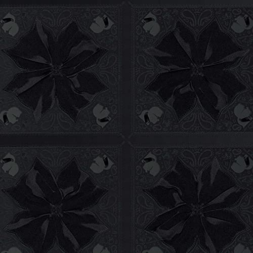 Papier peint baroque orignal noir | Tapisserie noire élégante idéale salon | Papier peint fashion pour couloir & bureau