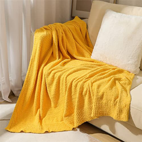 Hayisugal Kuscheldecke Flauschige Wohndecke SUPER WEICH UND ANGENEHM als Sofadecke Warme Couch Decken Sofa Decken Schlafdecke Strickdecke für das Bett Sofa, Gelb, 150 x 200cm