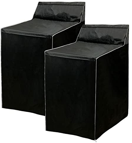 2Pack Washer and Dryer Covers, Portable Washer Cover with Zipper Design Dustproof Waterproof Laundry Covers for Washer and Dryer, Washing Machine Cover Fit for Most Top Load Machine(Black)