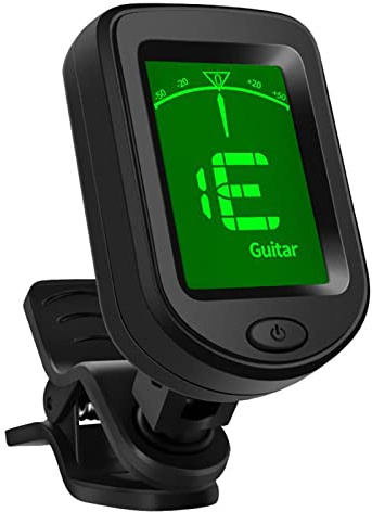 Grixz Guitar Tuner Clip On, Digital Tuners of Guitar Accessories with Picks, for Acoustic Guitar, Electronic Guitar, Bass, Violin, Ukulele and Other Stringed Instruments