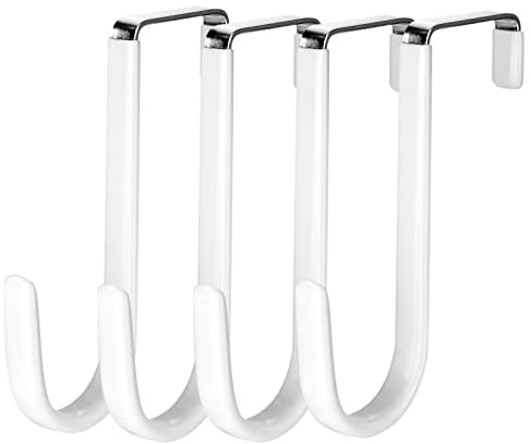 AccEncyc Lot de 4 crochets de porte en métal avec caoutchouc antidérapant pour accrocher des tours, des manteaux et des chapeaux pour une épaisseur de porte inférieure à 4 cm