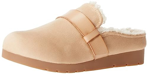 Amazon Essentials Mule da Donna in Shearling Memory Foam Senza Schienale, Pelle Scamosciata Sabbia, 38