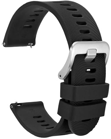 WOCCI Bågformade ränder silikonband, snabbfrigöring, ersättningsarmband 18 mm, 20 mm, 22 mm, 22mm, Silikon, Ingen ädelsten
