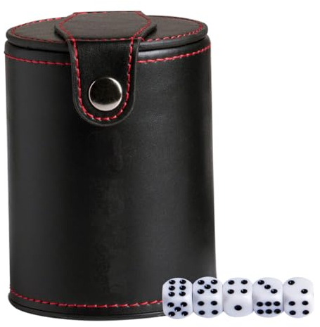 SAFIGLE Würfelbecher Aus Pu Leder Mit Doppeldeckel Und Würfeln Rutschfester Boden Für Zuhause Und Spieleabende