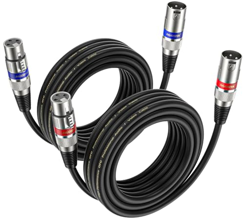 NUOSIYA Cable XLR 5m 2 Pack, XLR Cable Macho Hembra, Cable de micrófono XLR macho a hembra Cable XLR balanceado de 3 pines para micrófono, mezclador, altavoz, amplificador