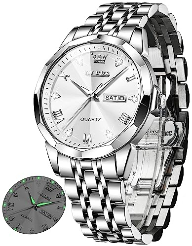OLEVS Herrenuhren Business Kleid Luxus Armbanduhr Luminous Leicht zu lesen wasserdichte Edelstahluhr für Männer