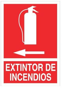 Señal de socorro Extintor de incendios con pictograma de flecha izquierda COFAN