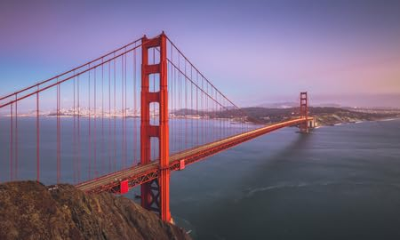 Acryl-Bild 70 x 40 cm: Klassischer Panoramablick auf die berühmte Golden Gate Bridge vom Aussichtspunkt Battery Spencer aus gesehen in der (94915260)