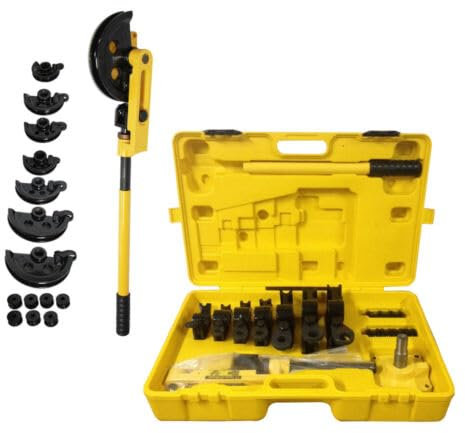 Manuel Cintreuse Main en Acier pour Tubes Métalliques à 180 ° | Cintreuse de tubes pour travaux lourds 3/8, 1/2, 9/16, 5/8, 3/4, 7/8, 1 | avec 7 Matrices pour la Flexion des Tubes