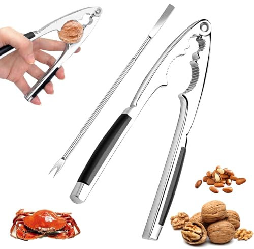 RCYHCY Cascanueces, Cascanueces Acero Inoxidable, Cascanueces Multifuncional con Tenedores, Abridor de Nogal con Mango Antideslizante, para Nueces, Avellanas, Mariscos