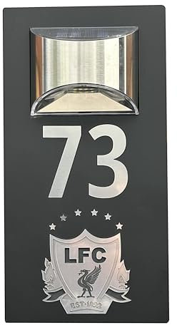 House Door Number Address Plaques Wall Sign Plaque, Solar Powered LED Light Liverpool