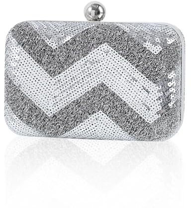 YUEZHAN Abendtasche Damen Clutch Clutch-Taschen Pailletten Brieftaschen Für Frauen Handtaschen Trends Elegante Geldbörse Crossbody-Abend Tasche Damen Prom Silber