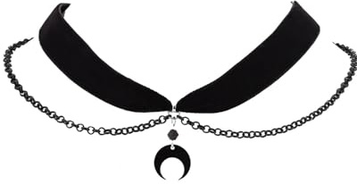 QLEUIFT 1 pcs Halbmond-Halskette Gothic Boho Mond Halskette, Stern, Sonne, Gothic, Halloween, überlappende Kette, Weihnachten Schmuck Geschenk für Frauen