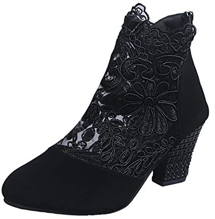 2022 Sandalias Mujer Verano botas de tacón alto Moda Zapatos encaje malla encaje Sandalias de Vestir elegante Zapatillas Zapatos Sandalias casual Fiesta Cómodo Tacones Altos Sandalias