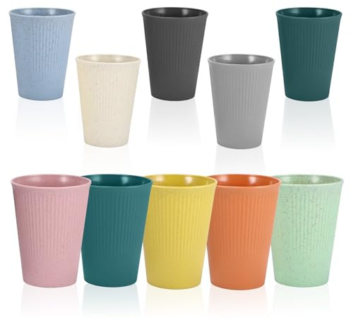 Miawtro 10PCS Coloured Plastic Cups Reusable, -20°c to 120°c Reusable Plastic Cups, Plastic Tumblers for Camping Picnic BBQ Parties Drinkware, Dishwasher and Microwave Safe