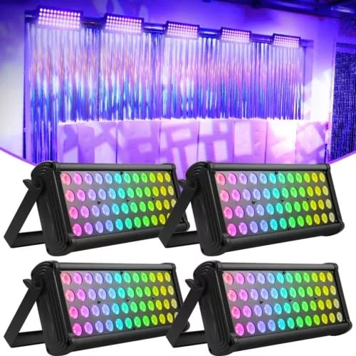 48 RGB 3 en 1 LED Barre Wallwasher Mini, Lumière de Scène Console, Stroboscope Projecteurs à Effets pour DJ Bar Soiree Fête Disco Éclairage Mariage Halloween Noël, 4 pièce