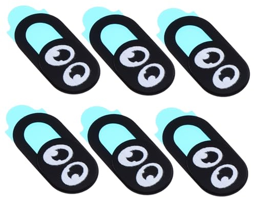HOMSFOU Lot de 6 Cache Webcam pour Téléphone et Tablette en Abs Plastique Noir, Protection Vie Privée Facile à Stocker Autocollant de Confidentialité Dessin Animé