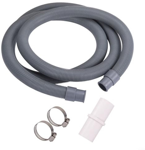Washer Drain Hose, 1M Drain Waste Hose Extension Kit For Washing Machine Dishwasher With 1Pcs Connector 2Pcs Clamps