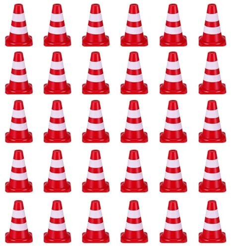 GTYHH 30 Stück Mini-Verkehrskegel, Straßensperrenmodelle, Straßensperrschilder, Kinderlehrmodelle, Kindermodellspielzeug