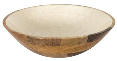 HOME DECO FACTORY Saladier en Bois de Manguier Naturel 27,5 cm Marron | Bois de mangue, saladier, 27,5 cm, design élégant et polyvalent, salades et fruits, service de table, marron et beige