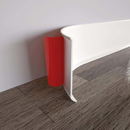 Battiscopa PVC, Battiscopa Modanatura in PVC 6m(L) Flessibile Battiscopa Cucina Facile da Tagliare, Battiscopa Passacavi Autoadesiva Facile da Pulire,Bianca,3.15in/8cm