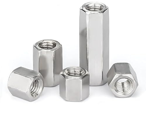 Tuerca de acoplamiento de varilla extensible hexagonal de acero inoxidable DIN6334 A2 304 Tuerca tubular de unión de espaciador(M3 x 6 x 6 (5pcs))