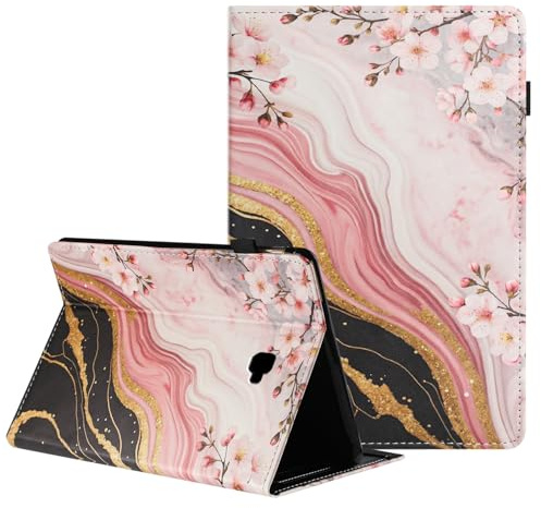 CASAFUNY Hülle für Samsung Galaxy Tab A6 10,1 2016 SM-T580/T585, PU Leder Tablette Schützhülle Multi-Winkel Ständer Cover Case Auto Schlaf/Wach für Samsung Galaxy Tab A 10.1 Zoll 2016, Marmorblume