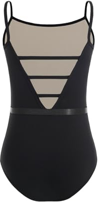 ZYXWVU Body da Danza Bambina con Schiena a V - Body per Ginnastica Ragazze, 7069-nero, 6-8 anni