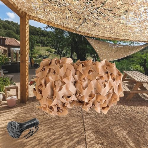 Générique Filet De Camouflage Sable, Toile Ombrage Exterieur, Voile D'ombrage Rectangulaire pour Pergola, Auvent De Terrasse， Protection Solaire(3x9.5 M)