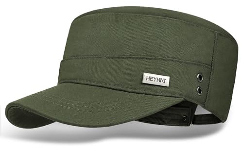 BSBUY Military Style Hut Unisex Freizeit Army Cap Herren Damen 100% Baumwolle Einstellbare Kappe Sommer mit Schirm Plain Flat Cadet Baseball Cap Armee Hut Retro Painter Sailor für Outdoor (Armeegrün)