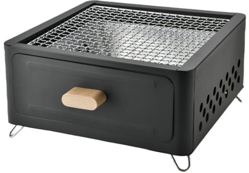 Barbacoa Carbon con CajóN ExtraíBle, Parrilla Barbacoa PortáTil Cuadrada de Sobremesa, Barbacoas de Carbon Ideal Para Camping, JardíN, Picnic y Playa(Black)