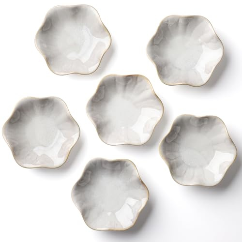CHWAIKA Ceramic Dipping Bowls for Soy Sauce, Condiments, Sushi, Side Dishes (6 White)