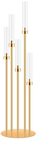 MSDADA Gold 5 Arm Candelabras, 105 cm Tall for Home Table Decoration | 5-Tier Candle Holders, Table Centerpieces for Christmas, Wedding, Birthday Party, Home Decor Fit 2.2cm LED Candle