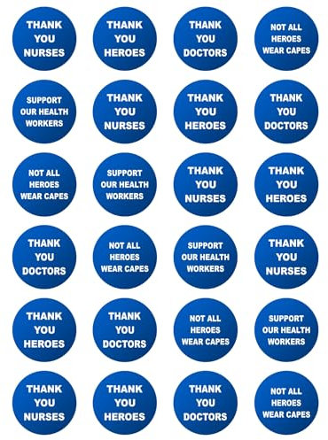 24 x Thank You NHS Mix Edible Cupcake Toppers – Wafer Card or Icing – Thanks Celebration Party Themed Birthday Decorations Perfect For Brownies Cookies Muffins & More! (Edible Wafer Card)